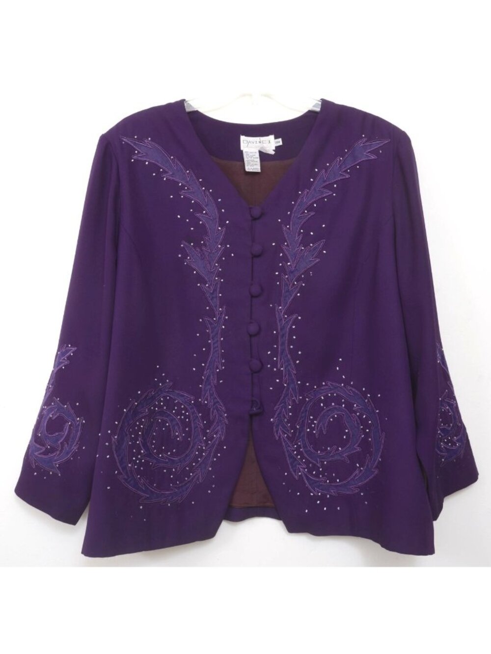 Vintage Donna Vinci PLUS 26X Purple Blazer Jeweled Fabric Appliqué Blazer Jacket